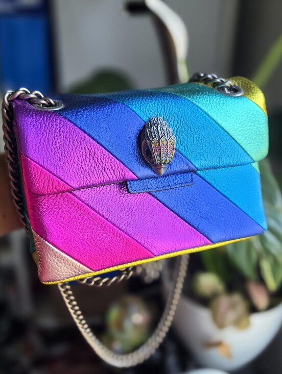 Kurt Geiger Handbags - Kurt Geiger Rainbow Chevron Leather Crossbody Bag - Pink Purple Blue Teal Yellow